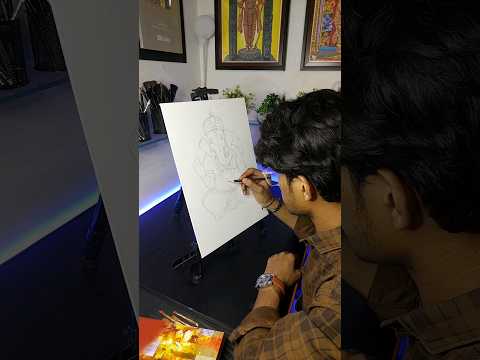 Outline on canvas 😍 | Professional artist journey video #8 | #painting #shorts #viral