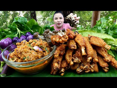 ปีกไก่ทอดป่นปลา เห็ดนึ่งผักสดข้าวเหนียวฮ้อนๆ เเซ่บเเฮงจ้า|ส้มซ่าพาเเซ่บ 19 พฤศจิกายน ค.ศ. 2024