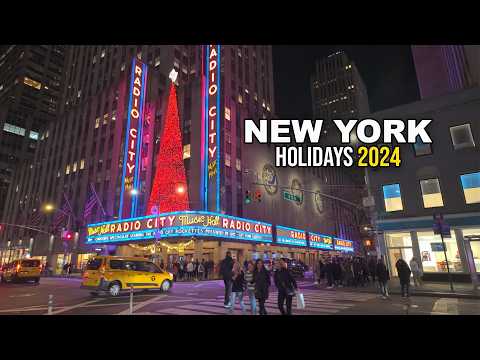 New York City Early Christmas Walk 2024 NYC Night Walk 4K✨5th Avenue to Bryant Park Holiday Market