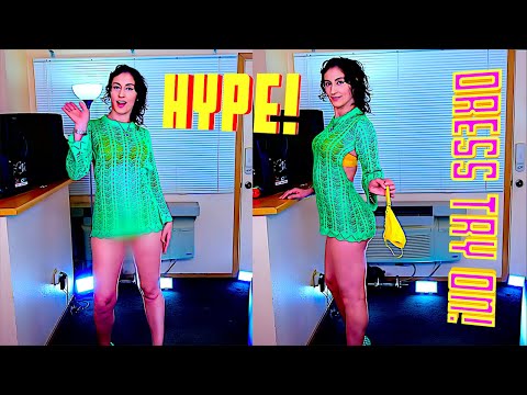 Sexy Dresses Try On Haul - No Panties, Transparent Lingerie Net Green Dress