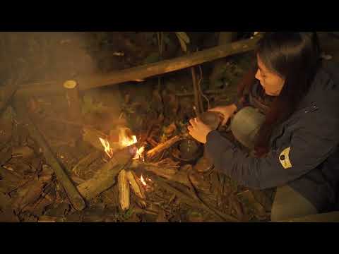 FULL 30 DAY SOLO OVERNIGHT CAMPING IN THE FOREST - RELAXING IN THE TENT WITH THE SATISFYING SOUND