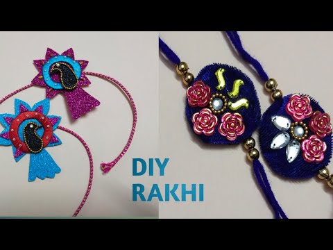 Rakhi making ideas at home/beautiful peacock Rakhi/ Rakhi with velvet cloth