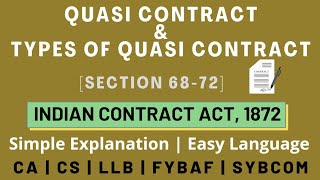 Quasi Contract | Section 68-72 | Indian Contract Act | Examples | Hindi Explanation