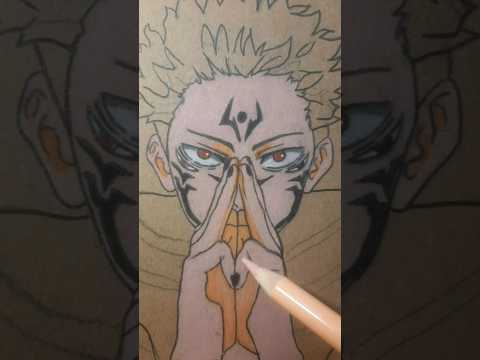 Jujutsu Kaisen Draw Sukuna Skin #shorts #jujutsukaisen #sukuna #animedrawing #anime #gojo #jjk