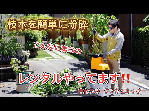 枝木を簡単に粉砕‼️京セラガーデンシュレッダー‼️レンタルやってます‼️#広島レンタル