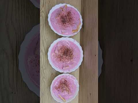 Blueberry flavored pudding with biscuits, delicious dessert