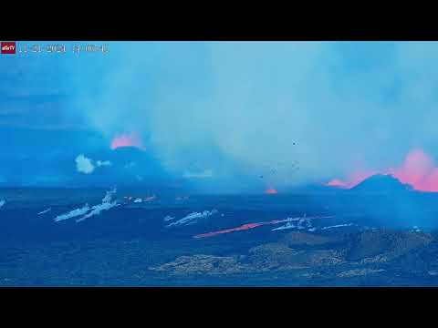 Nov 21, 2024: Lava Tornado Throwing Lava into the Air at Iceland Volcano