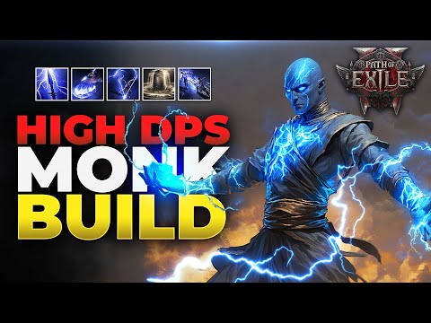 HIGH DPS Lightning Monk Leveling Build in Path Of Exile 2! (Act 2 - Act 3)