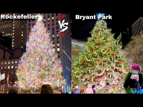 NYC Christmas Walk 2024🎄Bryant Park Christmas Tree to Rockefeller Center Christmas Tree