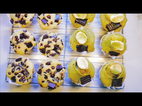 CHOCOLATE CHIPS MUFFIN /MATCHA SMORES MUFFIN/PANG NEGOSYO RECIPE /NO BUTTER MUFFINS