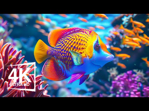 Aquarium 4K VIDEO (ULTRA HD)🐠Healing music for the soul and heart - calm melodies #33