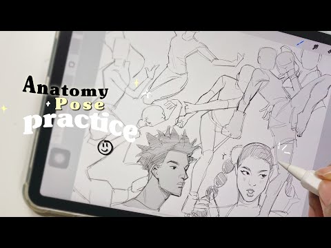 ☆ Real time: Anatomy/pose practice ☻ // IPAD ASMR (no music)