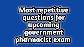 most repetitive questions for government pharmacist exam preparation#rrbpharmacistexampreparation