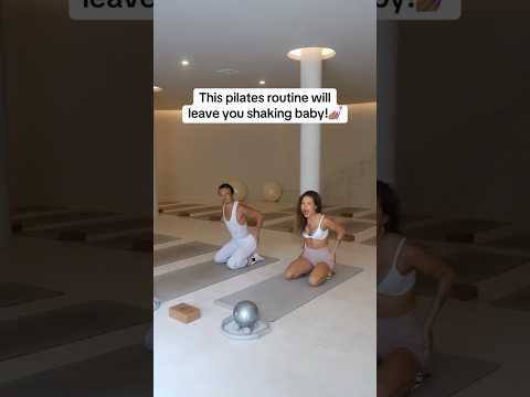 Nothing better than doing a BURNING pilates routine with your bestie🥵TAG THEM TO TRY THIS WITH YOU!