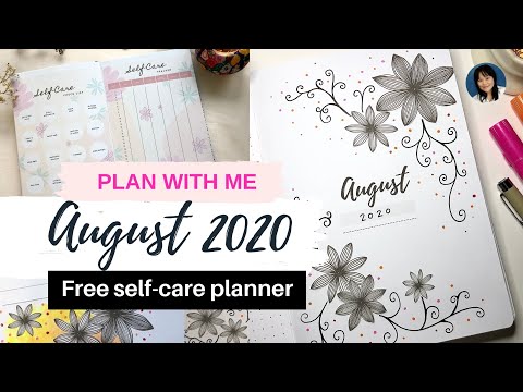 PLAN WITH ME | Bullet Journal August 2020 | Free Self-care Planner Printable