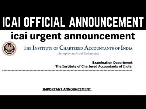 |ICAI Official Announcement| ICAI Urgent Announcement| ICAI Breaking Announcement|