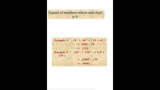 Square number tricks ends with 9 #ctet #shortcut #board #math #ctet2025 #ugc #circle