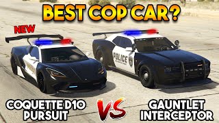 GTA ONLINE : COQUETTE D10 PURSUIT VS GAUNTLET INTERCEPTOR (BEST COP CAR?)