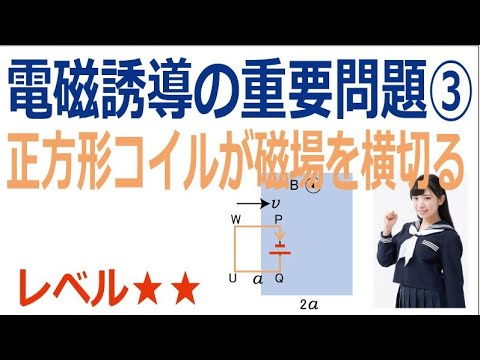 電磁誘導の重要問題③「正方形コイルが磁場を横切る」