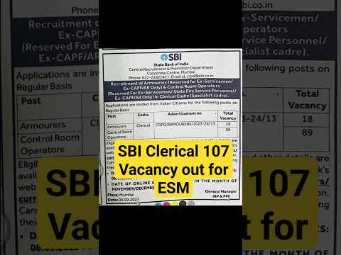 SBI Clerical Notification out II 107 vacancy for only ESM !! #sbija2023