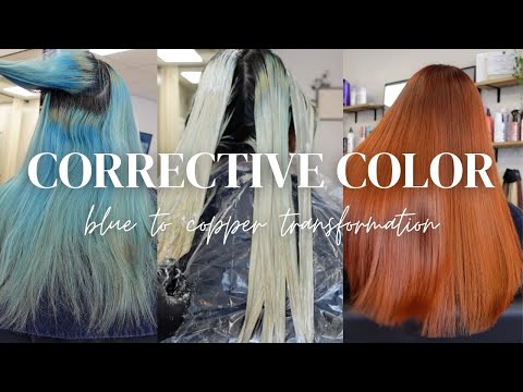 BLUE TO COWBOY COPPER HAIR TRANSFORMATION! | come to work with me on a corrective color!