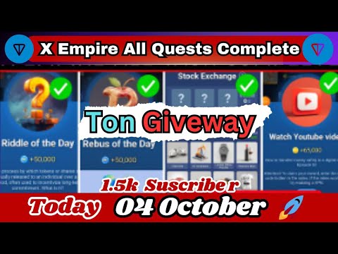 04  October All Quests Code X Empire | Riddle Of The Day | Rebus Of The Day | Ton Giveaway in Live