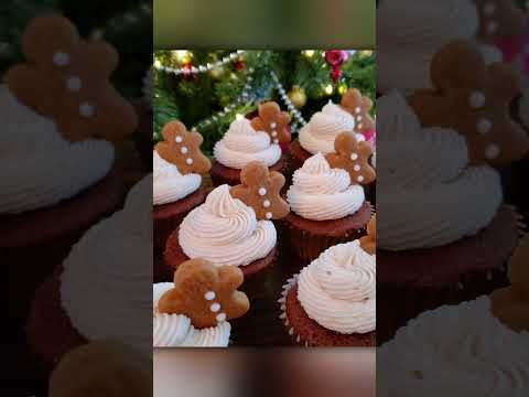 Gingerbread Cupcakes! #holidayrecipes #shorts