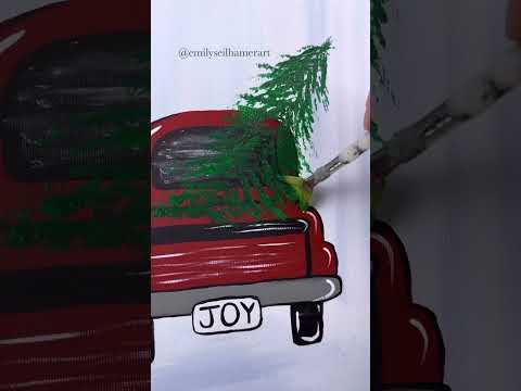 Easy Christmas truck painting idea! 🎨🎄#beginner #tutorials #acrylicpainting #easypainting