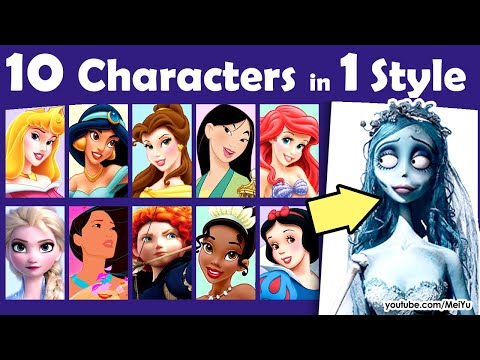 Draw 10 Characters in 1 Art Style: Tim Burton Princesses + NEW Advent Calendar Coloring Book: Mei Yu