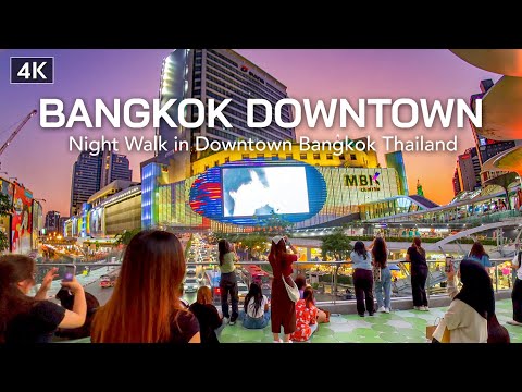 【🇹🇭 4K】Bangkok Downtown Night Walk - Thailand 2023 - Siam Square area