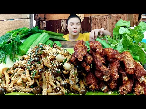 ซุปเห็ดชิเมจิหอมใบขิงงาคั่วกับปีกไก่ทอดผักเต็มถ่ดเเซ่บสุดจ้า|ส้มซ่าพาเเซ่บ 22 ตุลาคม ค.ศ. 2024