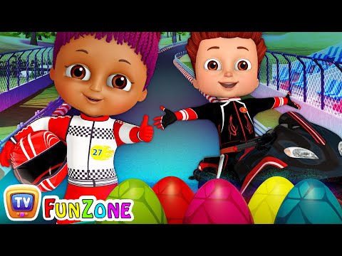 Learn Colors and Shapes with Race Bikes and Surprise Eggs Bike Toys (SINGLE) - ChuChu TV Funzone