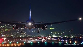 大阪伊丹空港 千里川堤防からの夜景 Night Landing at Osaka Itami Airport Japan