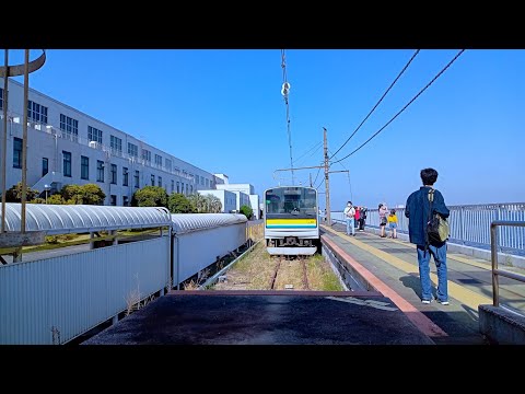 海芝浦支線・鶴見線後方展望車窓　（ The rear train window of the Tsurumi Line/Umi-Shibaura Branch Line ）