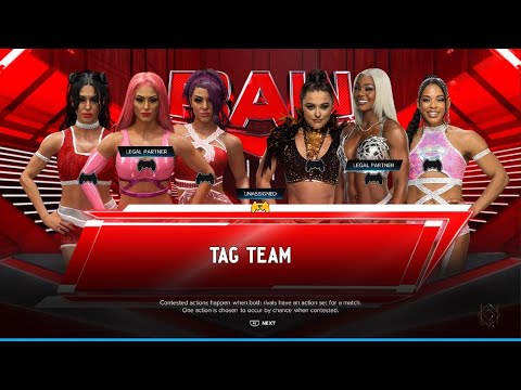 WWE 2K24 - AWA Monday night dawn: The IIconics & Eva vs Lyra,Jade and Bianca