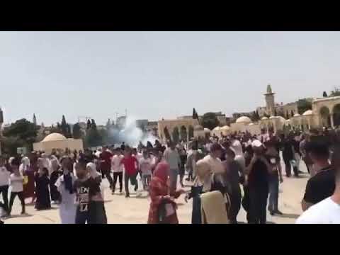 Friday prayer on Al-Aqsa mosque compound, now fleeing attacks from the Israeli military and police.