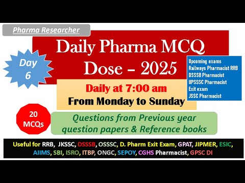 Day 6 Daily Pharma MCQ Dose Series 2025 II 20 MCQs II #pharmacist #druginspector #gpatexam