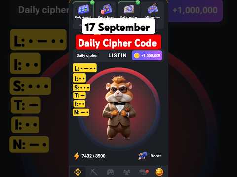 #17 September Cipher Code Hamster Kombat Today daily reward Delhi cyber code Daily Combo #shorts