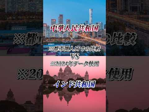 【中国🇨🇳vs🇮🇳インド】 TOP7都市“圏”人口対決!!! 10億人以上の人口を抱える国、果たして勝つのはどっちだ!?￤#おすすめ #地理系 #都市比較 #強さ比べ #24時間動画投稿企画