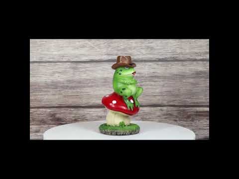 Western Outlaw Cowboy Frog On Mushroom Backflow Incense Cone Burner Figurine