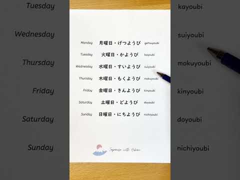 Days in Japanese #japaneselanguage #studyjapanese #basicjapanese #nihongo #japanese