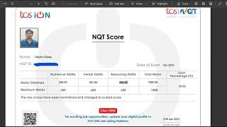 TCS NQT 2022 RESULT- 93%- How To Download Score Card- March/ April/ June/ October Cycle