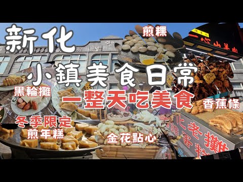 台南新化冬季限定煎年糕｜金花點心～料多味美切仔麵、黑白切｜水嫩嫩煎粿｜香蕉條｜煎煮烤炸都有的黑輪攤～炸甜不辣、大骨、香腸必點｜大排長龍的中藥炸雞｜回味無窮的山羊肉｜超好吃姑姑茶葉蛋