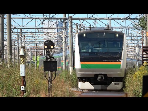 11/07/2024 Japan Railways: Training Run of E233 Series E-03 + E231 Series S-10 Set at Oku Rail Yard