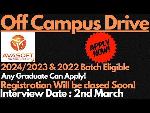 AVASOFT Off Campus Direct Hiring | Interview Date : 2nd March | Anyone Can Apply 🔥🔥