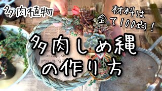 【多肉植物】材料100均でしめ縄アレンジの作り方