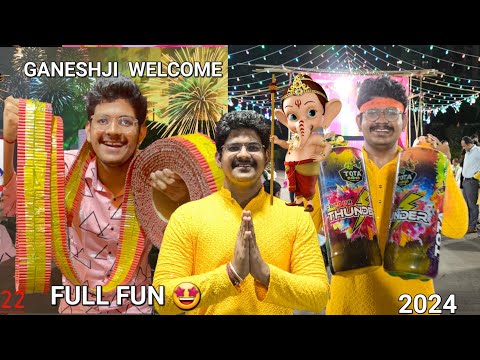 Full Fun 😍 Crackers Colour Brushting On Ganesh aagman Night 2024