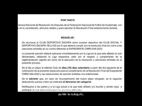 Zacapa y sus deudas... perderá 3 puntos en el siguiente torneo ⚽
