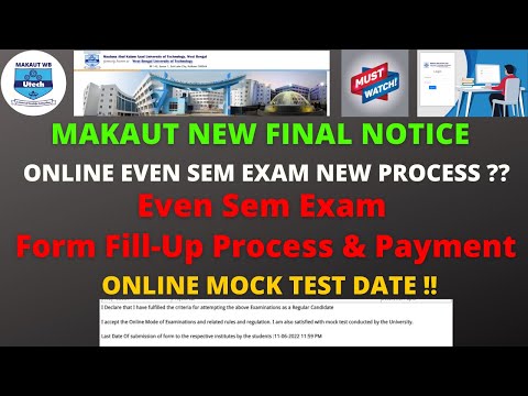 Makaut Online Even Sem Exam Form Fill Up & Payment || Makaut Mock Test || Makaut New Notice | MAKAUT