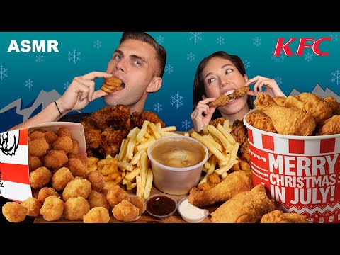 ASMR KFC 'Christmas in July' Australia Mukbang (No talking) | ASMR Couple